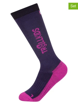 Trollkids Skarpety narciarskie (2 pary) "Kids Ski" w kolorze fioletowym rozmiar: 35-38
