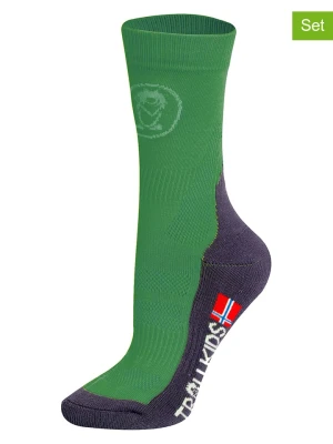 Trollkids Skarpety trekkingowe (2 pary) "Mid Cut Socks II" w kolorze zielonym rozmiar: 23-26