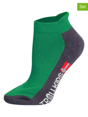 Trollkids Skarpety turystyczne (2 pary) "Low Cut Socks II" w kolorze zielonym rozmiar: 27-30