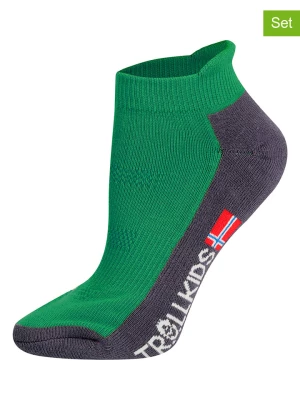 Trollkids Skarpety turystyczne (2 pary) "Low Cut Socks II" w kolorze zielonym rozmiar: 31-34