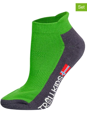 Trollkids Skarpety turystyczne (2 pary) "Low Cut Socks II" w kolorze zielonym rozmiar: 23-26