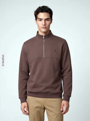 troyer o kroju regular fit z czystej bawełny model 'WAARLO FLEECE' ARMEDANGELS Czekoladowy