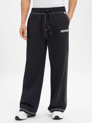 True Religion Męskie spodnie do biegania Mężczyźni czarny jednolity,