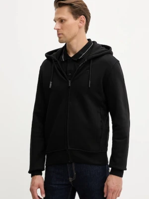 Trussardi bluza bawełniana męska kolor czarny z kapturem gładka G8068000028N