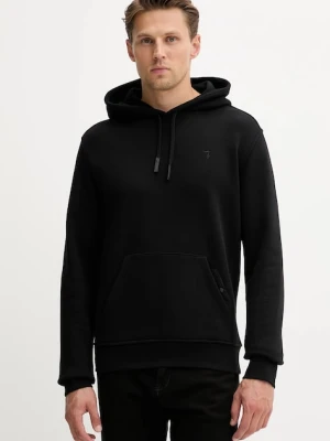 Trussardi bluza bawełniana męska kolor czarny z kapturem gładka G8078000031N