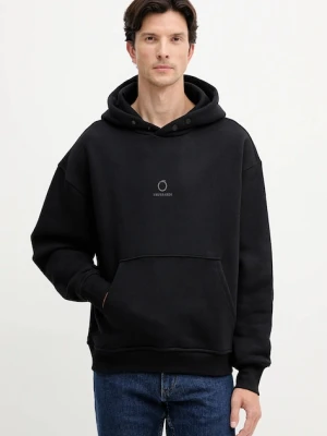 Trussardi bluza bawełniana męska kolor czarny z kapturem z nadrukiem G8038000022N