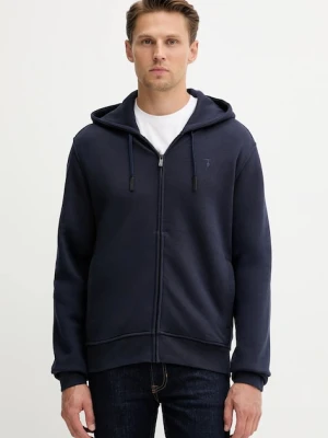 Trussardi bluza bawełniana męska kolor granatowy z kapturem gładka G8068000028N