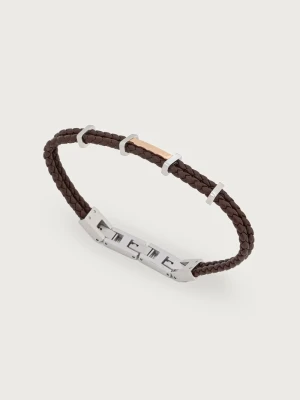 Trussardi bransoletka męska skórzana brązowy