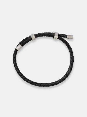 Trussardi bransoletka męska skórzana T-LEATHER czarny