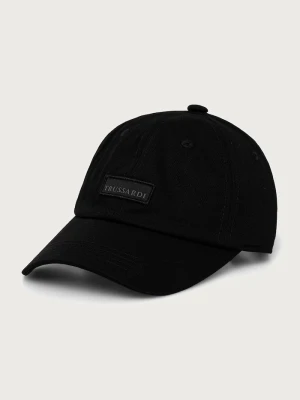 Trussardi czapka z daszkiem damska z bawełną czarny