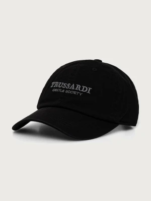 Trussardi czapka z daszkiem męska z bawełną czarny