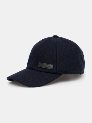 Trussardi czapka z daszkiem z wełną kolor granatowy E001C000007N