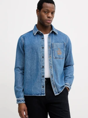 Trussardi koszula jeansowa męska kolor niebieski relaxed z kołnierzykiem klasycznym 54038000018N