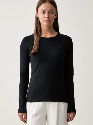 Trussardi longsleeve damski bawełniany z elastanem granatowy