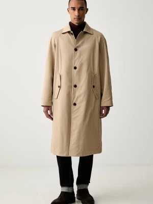 Trussardi płaszcz dwustronny męski wełniany beżowy