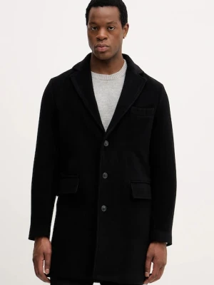 Trussardi płaszcz z dodatkiem wełny kolor czarny 8022M000005N
