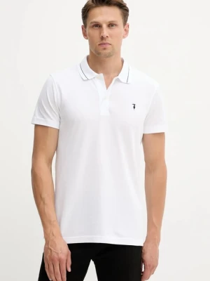 Trussardi polo bawełniane męski kolor biały gładki G5018000026N