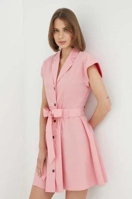 Trussardi sukienka bawełniana kolor różowy mini rozkloszowana