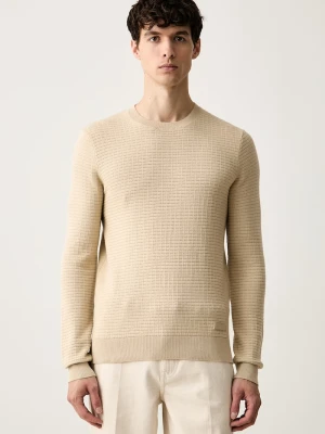 Trussardi sweter męski z bawełną beżowy