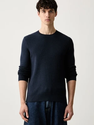 Trussardi sweter męski z bawełną granatowy