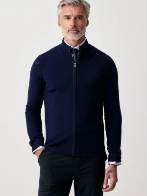 Trussardi sweter rozpinany męski wełniany granatowy