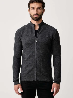 Trussardi sweter rozpinany męski wełniany szary