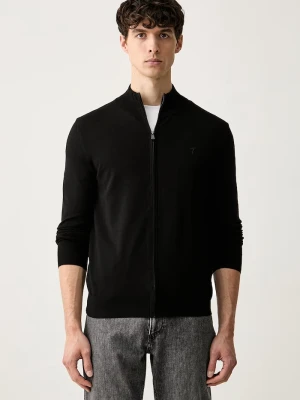 Trussardi sweter rozpinany męski z wiskozą czarny