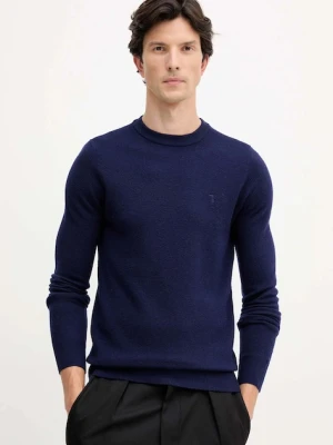Trussardi sweter wełniany męski kolor granatowy lekki M0038000005N