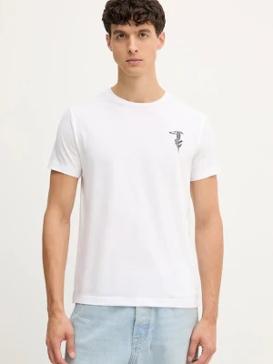 Trussardi t-shirt bawełniany męski kolor biały z aplikacją G0278200050N