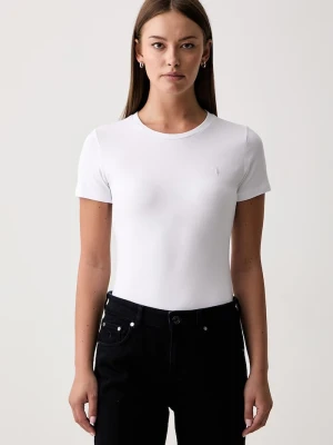 Trussardi T-shirt damski z bawełną biały