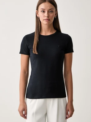 Trussardi T-shirt damski z bawełną granatowy