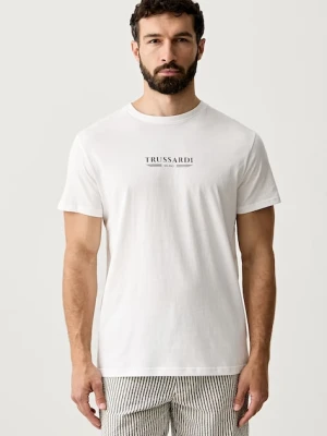 Trussardi T-shirt męski bawełniany beżowy