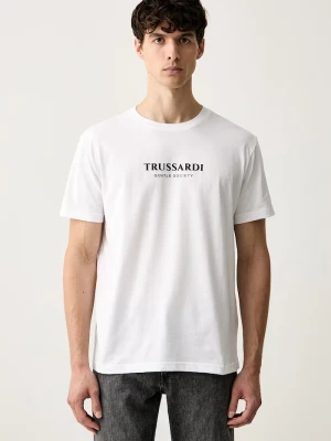Trussardi T-shirt męski bawełniany biały