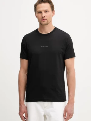 Trussardi t-shirt męski bawełniany czarny