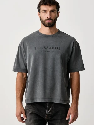 Trussardi T-shirt męski bawełniany szary