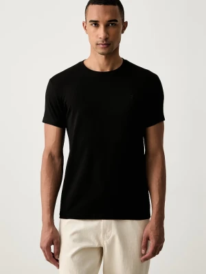 Trussardi T-shirt męski bawełniany z elastanem czarny