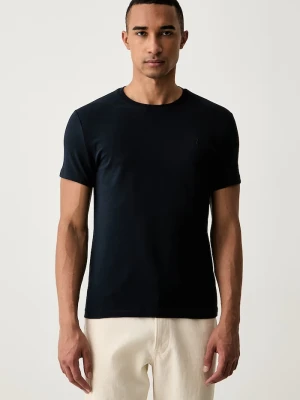 Trussardi T-shirt męski bawełniany z elastanem granatowy