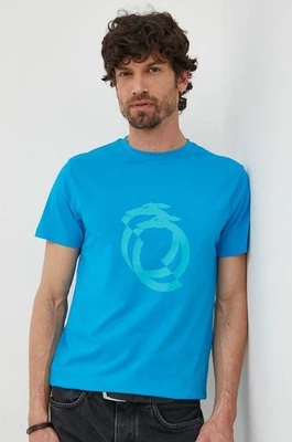 Trussardi t-shirt męski kolor niebieski z nadrukiem