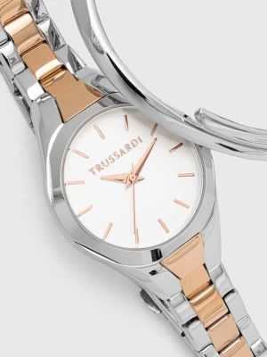 Trussardi zegarek i bransoletka srebrny