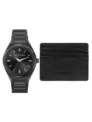 Trussardi Zestaw zegarek i etui na karty R2453156007 Czarny