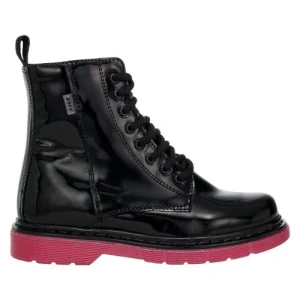 Czarne dziewczęce trzewiki Bartek z różowa podeszwa 1729301