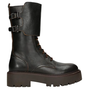 Brązowe bikery damskie na platformie 64148-52 Wojas