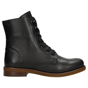 Czarne trzewiki damskie ze skóry licowej 64150-51 Wojas