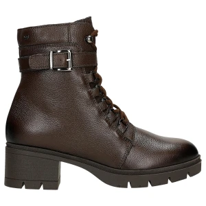 Brązowe trzewiki damskie na stabilnym obcasie 64141-52 Wojas