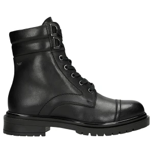 Czarne skórzane trzewiki ze sznurowadlami i zapięciem na zamek 64129-51 Wojas