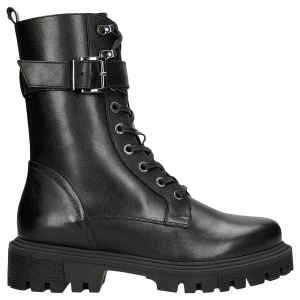 Czarne skórzane trzewiki w stylu motocyklowym 64126-51 Wojas