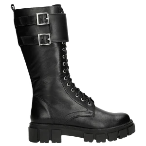Czarne wysokie trzewiki biker 64131-51 Wojas