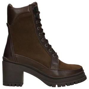 Brązowe ocieplane trzewiki damskie na slupku 64156-72 Wojas