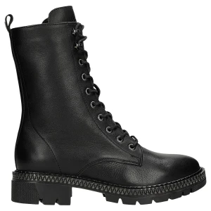 Czarne ocieplane trzewiki damskie ze skóry licowej 64113-59 Wojas