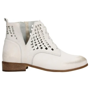 Białe ażurowe trzewiki ze złotymi przetarciami 64123-58 Wojas